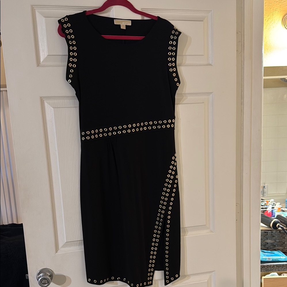 Michael Kors Elegant Black Dress With Silver Accents
